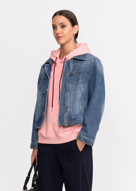 Geaca denim cu fermoar si capse  68776