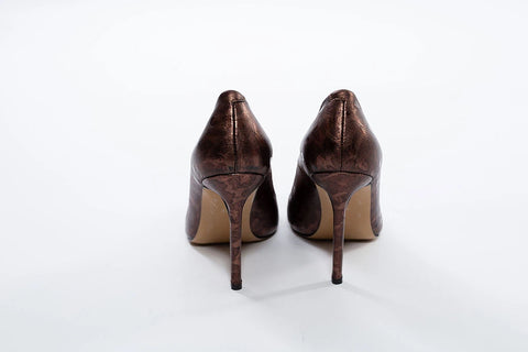 Pantofi stiletto din piele cu model animal print și vârf ascuțit