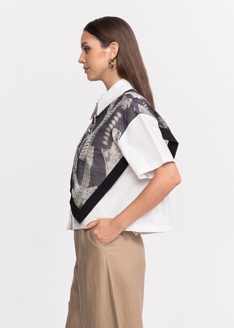 Camasa eleganta cu esarfa integrata