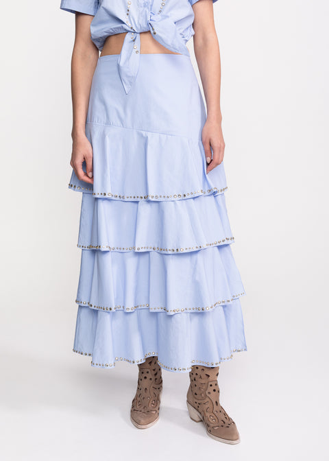 Crystal-Embellished Top and Skirt Set
