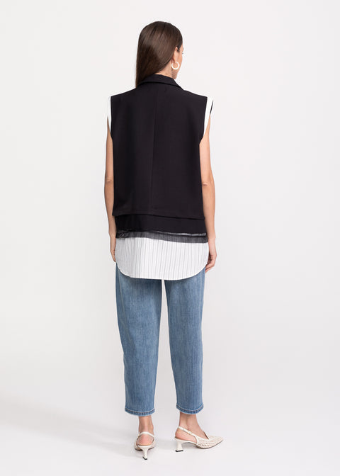 Oversized Vest with Pleated Inserts