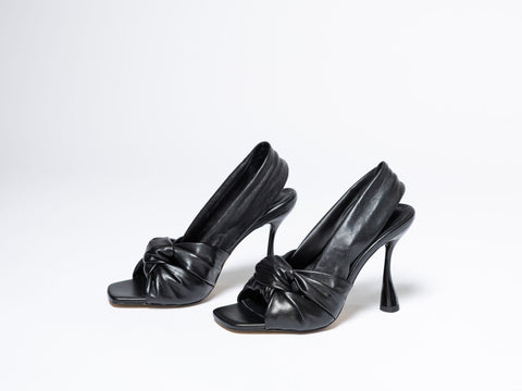 Heeled Sandals with Decorative Knot