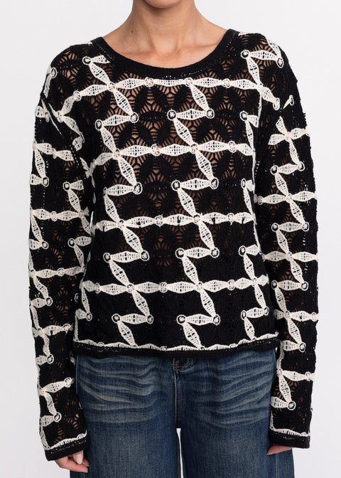 Bluza tricotata cu model geometric 62002