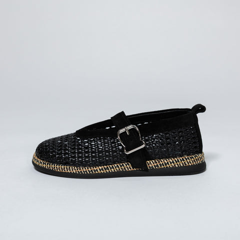 Woven Ballet Flats with Strap