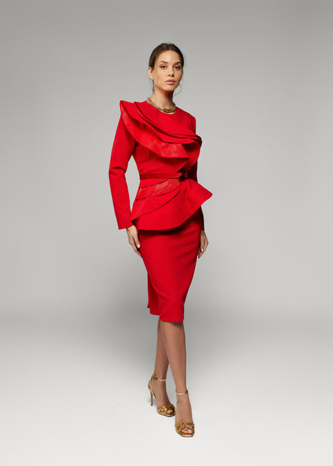 Midi Dress with Ruffles