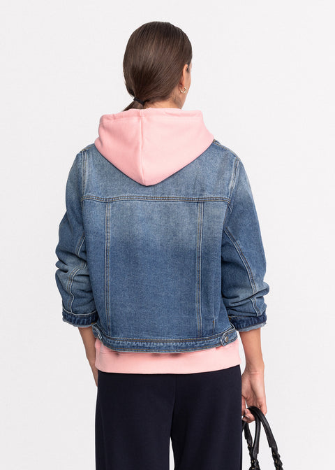 Geaca denim cu fermoar si capse  68776