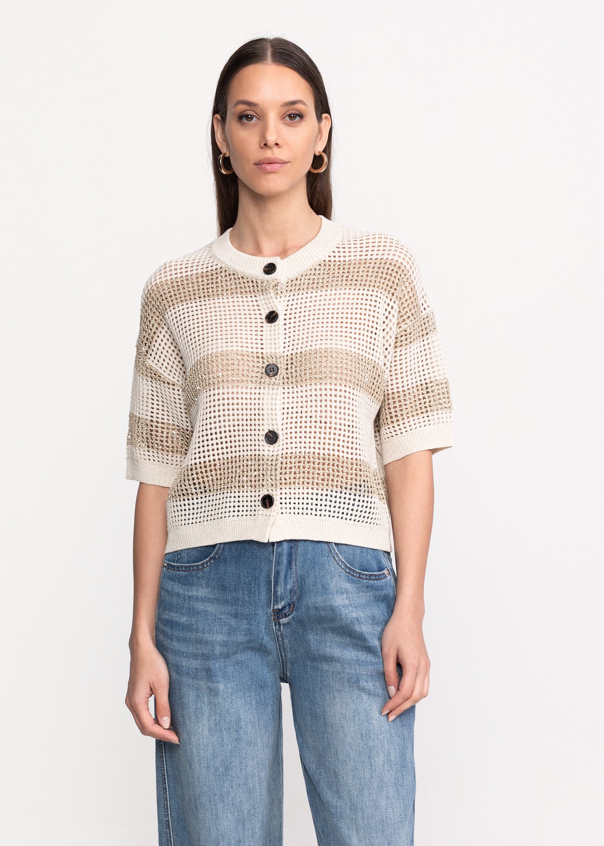 Knitted Top with Decorative Buttons