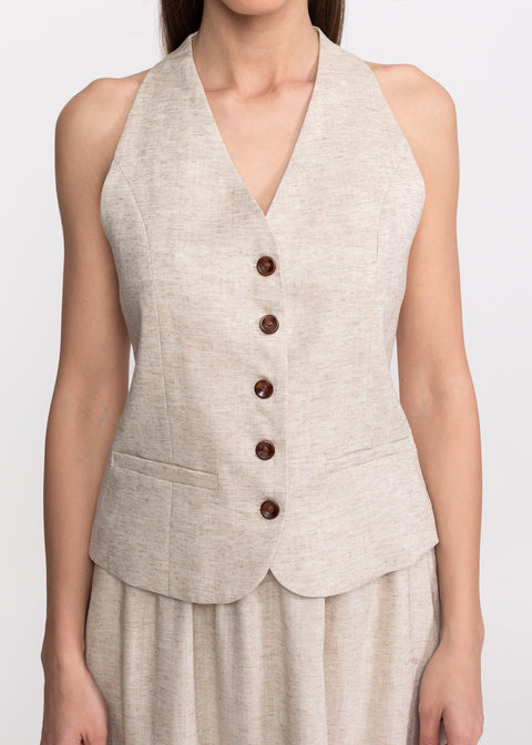 Linen Set with Vest and Maxi Skirt
