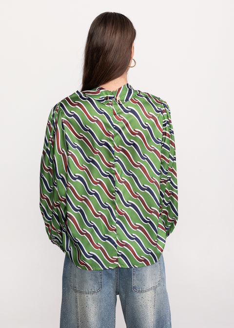 Printed Blouse with Neck Bow