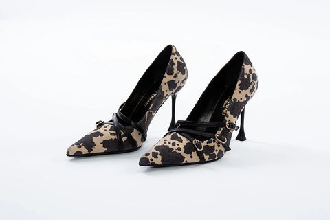 Pantofi Stiletto Animal Print cu Catarame