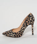 Pantofi din piele leopard cu cristale negre și argintii