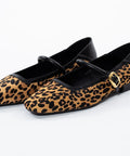 Pantofi din piele,leopard, cu curelușa si toc mic