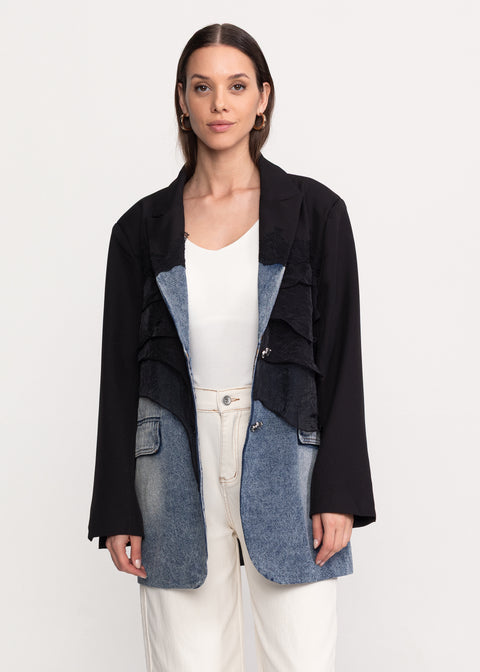 Sacou cu insertii denim