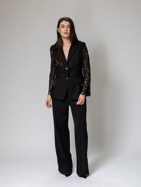 Elegant Embroidered Lace Suit Set