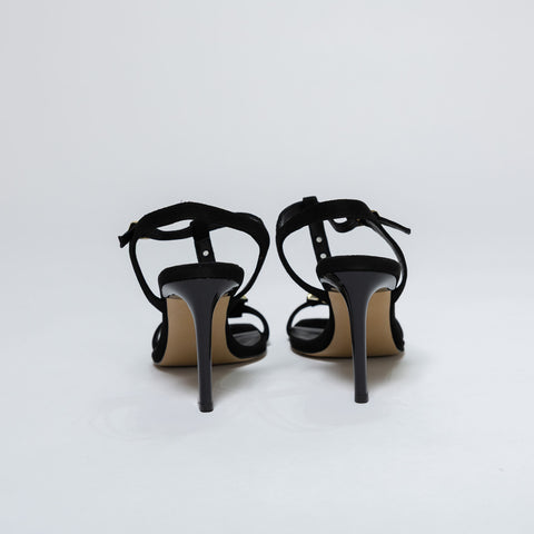 Heeled Sandals with Straps and Gold Studs