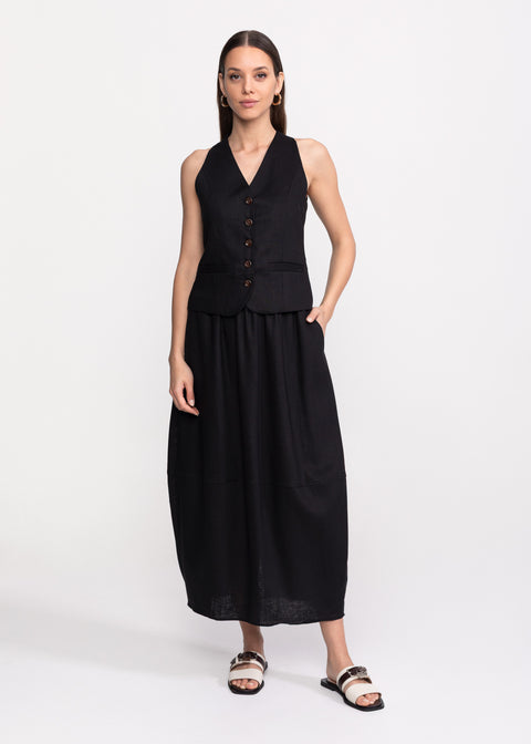 Linen Set with Vest and Maxi Skirt