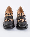 Pantofi din piele in combinatie cu piele intoarsa leopardata