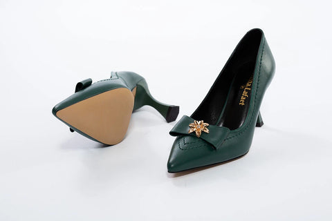 Pantofi Eleganți Verzi cu Detaliu Modern
