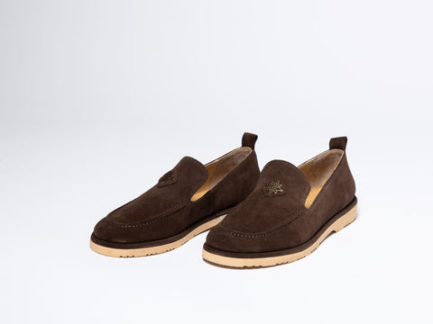 Suede Loafers with Metal Detail