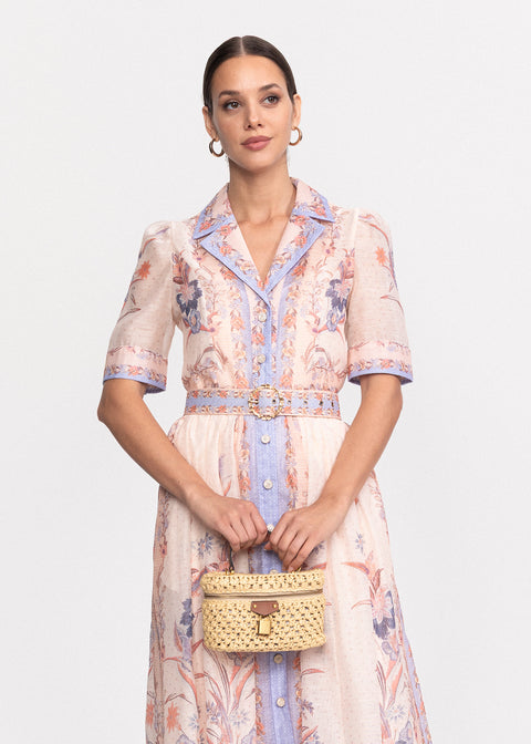 Rochie Midi cu guler clasic si maneci scurte