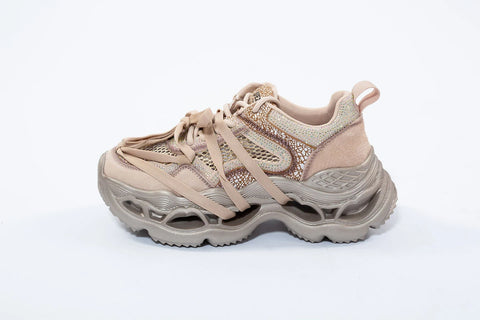 Adidași nude futurist cu glitter și talpă decupată tip chunky – Urban Shine – AnnaLaFaet