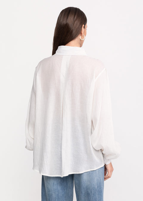 Elegant Linen Shirt with Embroidered Floral Details