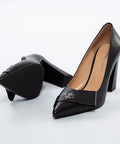 Pantofi eleganți din piele naturală cu toc gros