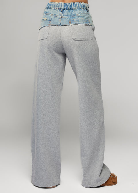 Cotton Pants with Denim Inserts