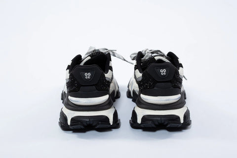 Adidași sport futurist alb-negru cu talpă masivă și detalii glitter – Urban Luxe – AnnaLaFaet