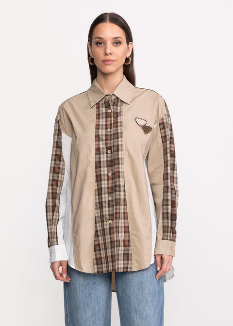 Camasa casual chic cu carouri si accente contemporane