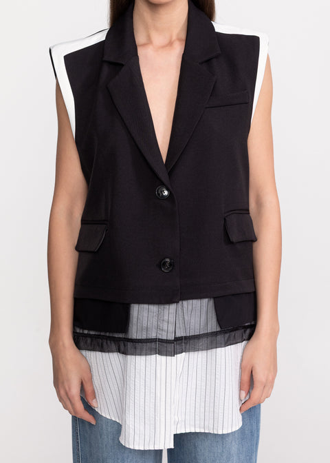 Oversized Vest with Pleated Inserts