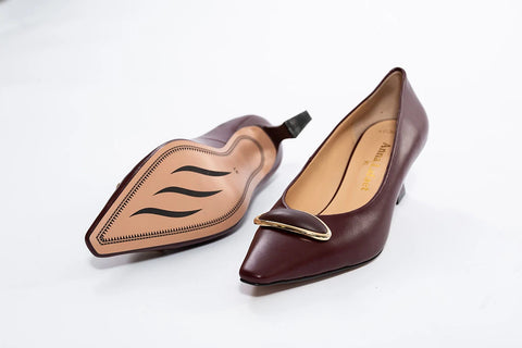 Pantofi Eleganți Grena cu Vârf Ascuțit