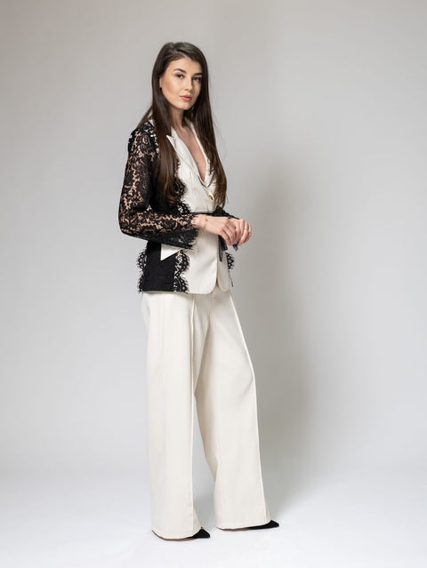 Elegant Embroidered Lace Suit Set