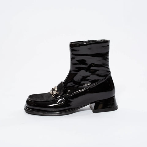 Botine Statement din Piele Naturală Lăcuită și Păr de Ponei