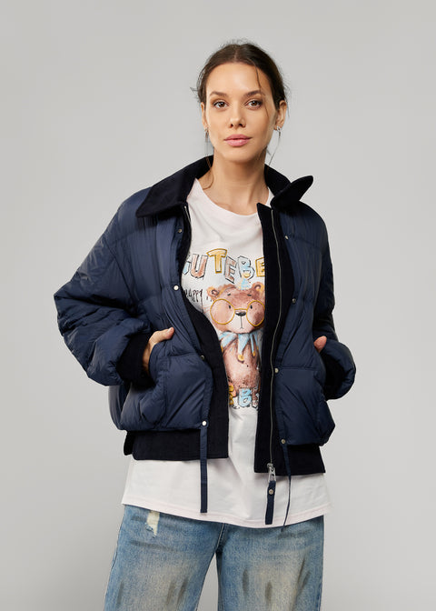 Puffer-Lined Textile Jacket