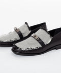 Loafers negri din Piele naturală in combinație cu material textil