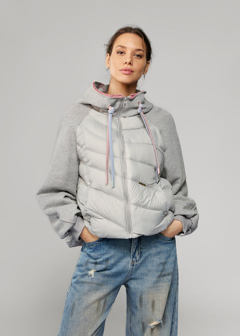 Quilted Jacket with Down Filling and Fabric Hood
