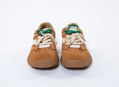 Adidași din Piele Naturală Întoarsă Camel/Ivoar - Eleganță și Confort