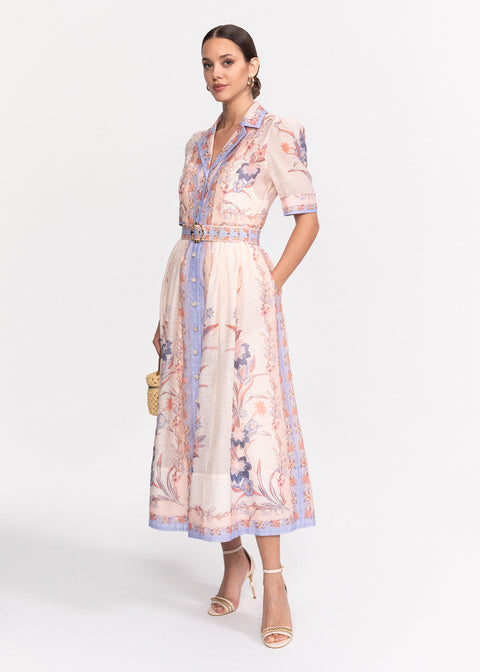 Rochie Midi cu guler clasic si maneci scurte