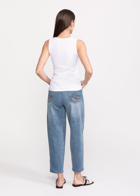 Tank Top with Floral Embellishments
