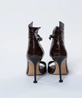 Sandale damă din piele croco maro, toc înalt 9,5 cm – Eleganță și rafinament