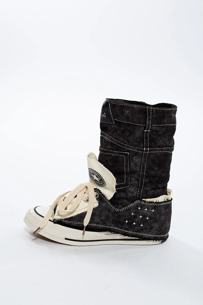 Sneaker înalt din Denim cu stele decorative