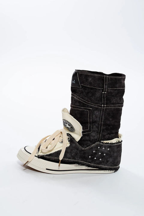 Sneaker înalt din Denim cu stele decorative