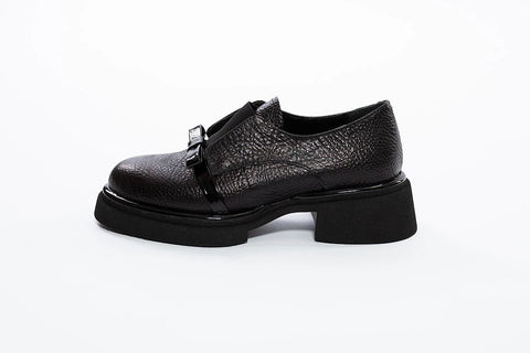 Pantofi loafers negri cu platformă discretă - Annalafaet