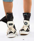 Sneaker înalt din Denim cu stele decorative