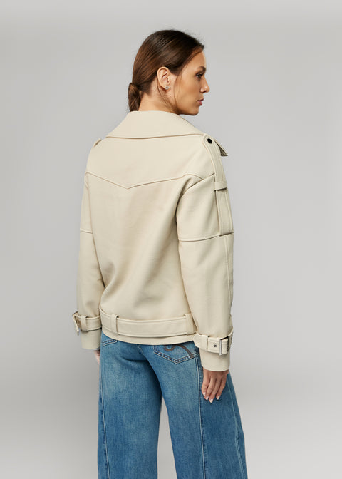 Leather Jacket with Detachable Fur Trim