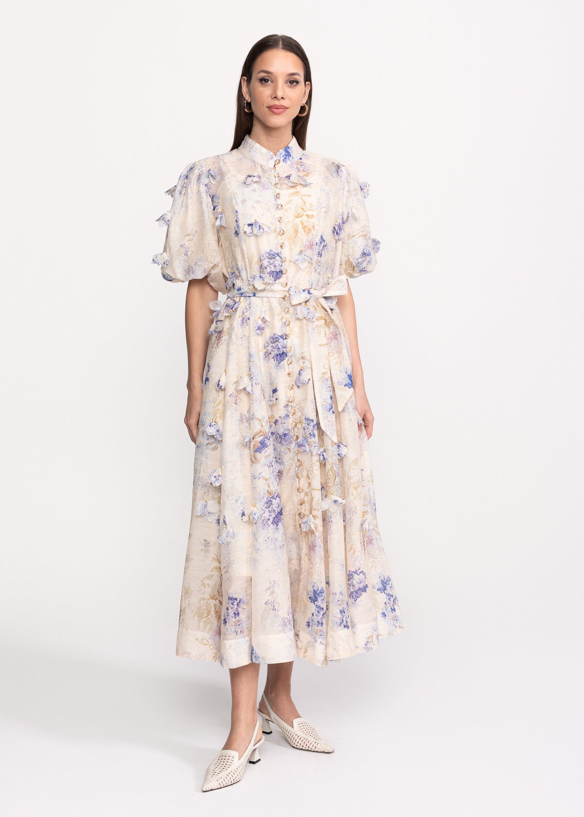 Rochie Midi cu maneci bufante