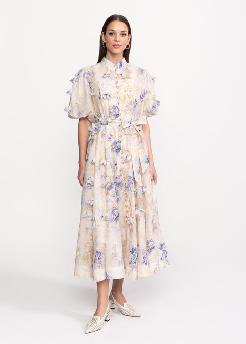 Rochie Midi cu maneci bufante