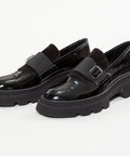 Pantofi din piele lăcuită naturală cu accesoriu cristal