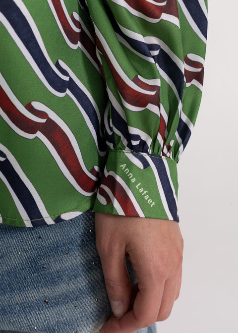 Printed Blouse with Neck Bow